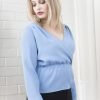 PETITE Wrap Blouse in Light Blue by Bomb Petite :: BombPetite.com