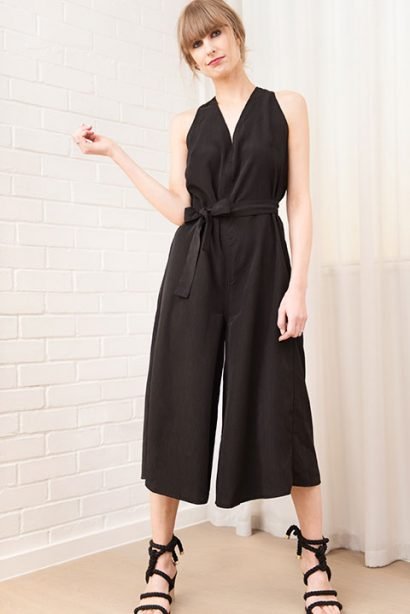 PETITE Ikigai Jumpsuit in Black by Narrow Arrow :: BombPetite.com
